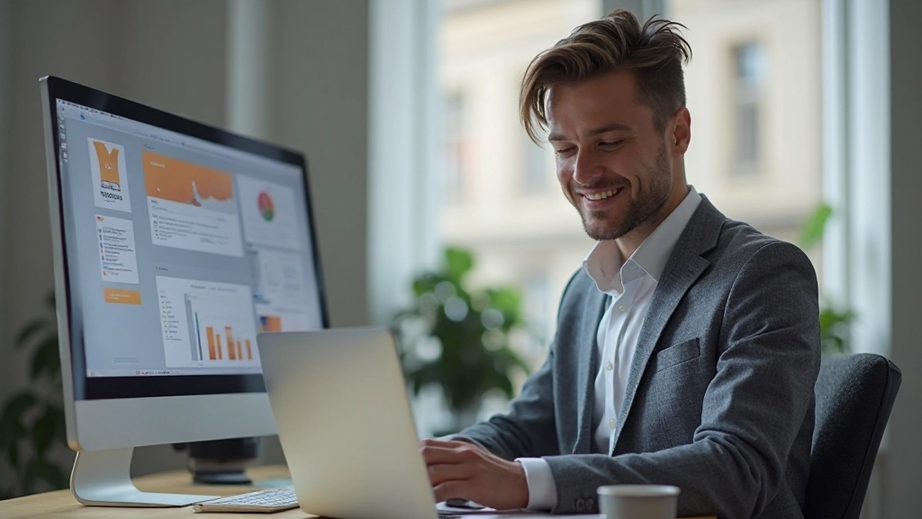 Person testet responsive Website auf verschiedenen Geräten gleichzeitig