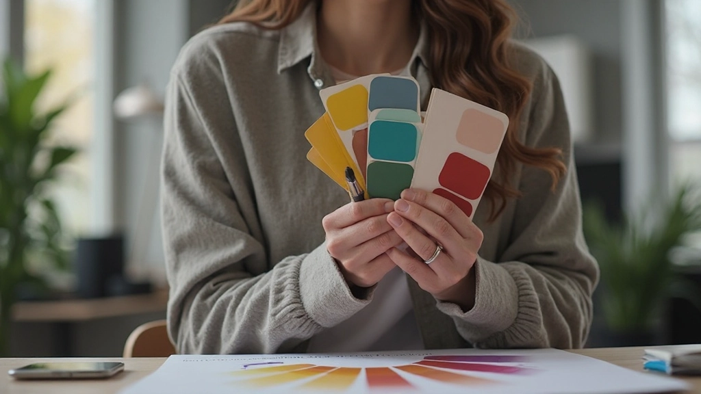 Farbpalette mit verschiedenen Farbkombinationen auf einem Designer-Workspace